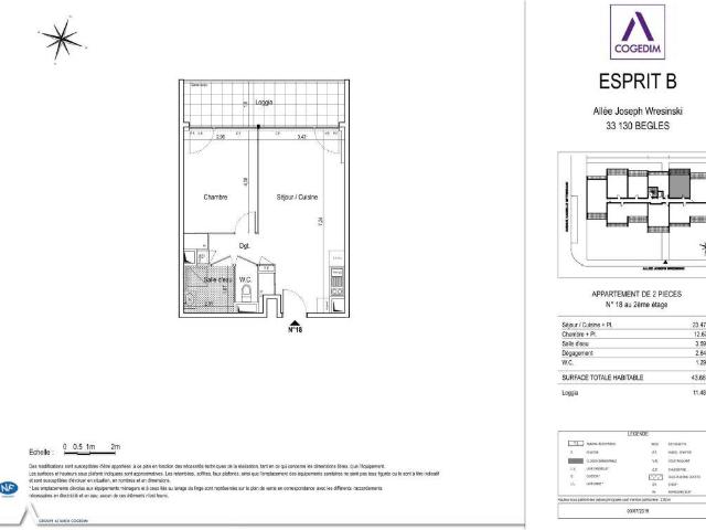 Appartement 2 pièces 43 m²