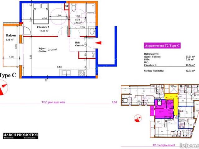 Appartement 2 pièces 43 m²