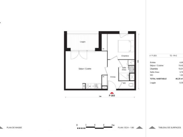 Appartement 2 pièces 40.25m²