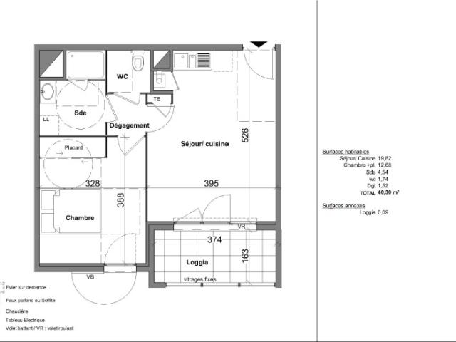 Appartement 2 pièces 40.3m²
