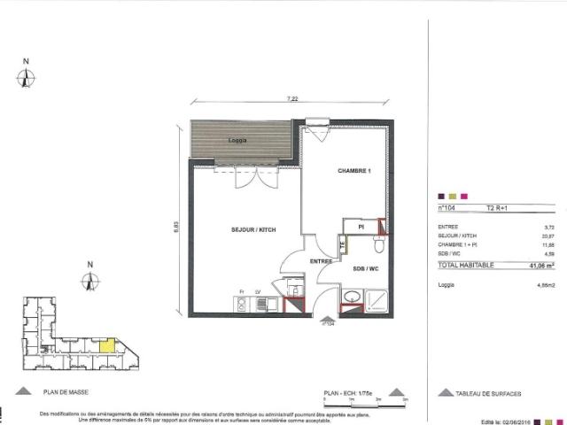 Appartement 2 pièces 41.06m²