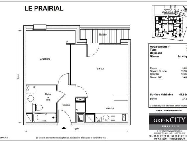 Appartement 2 pièces, 41 m² à louer à Toulouse 31200