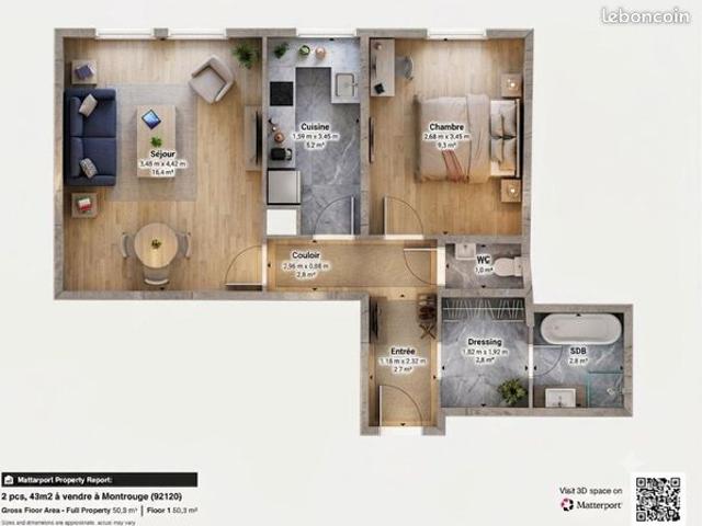 Appartement 2 pièces 41 m²