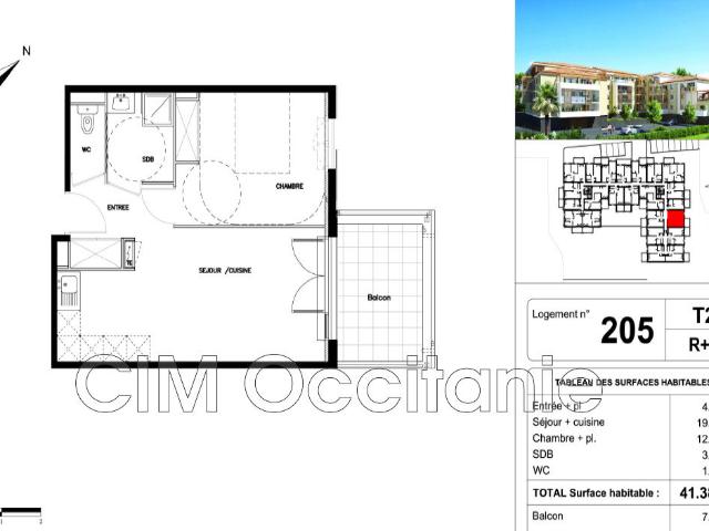 Appartement 2 pièces 41 m²