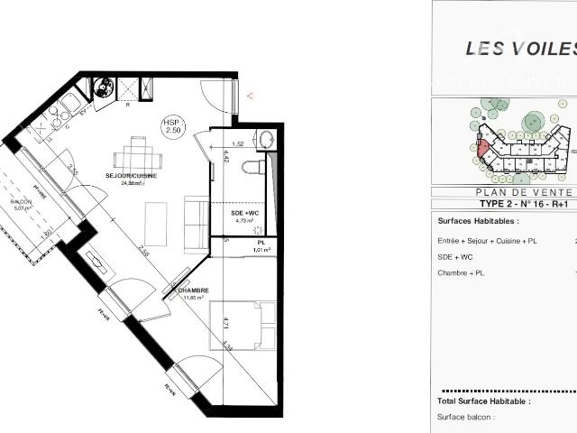 Appartement 2 pièces 42,34 m2