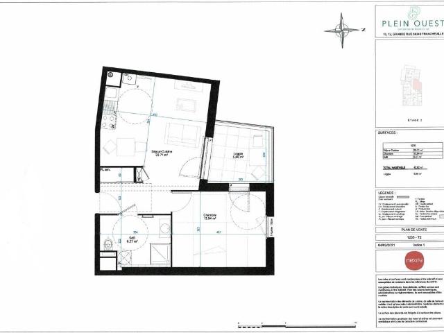Appartement 2 pièces, 42 m² à louer à Francheville 69340