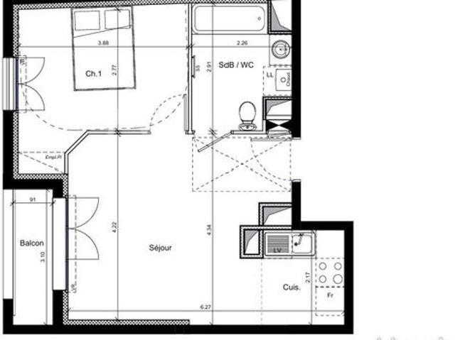Appartement 2 pièces 42 m²