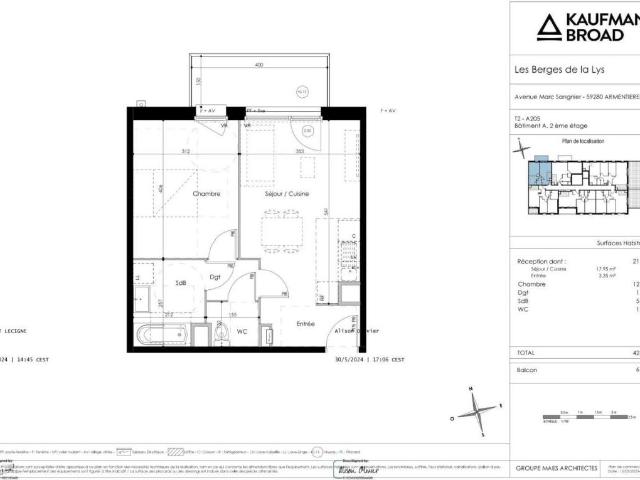 Appartement 2 pièces 42 m²