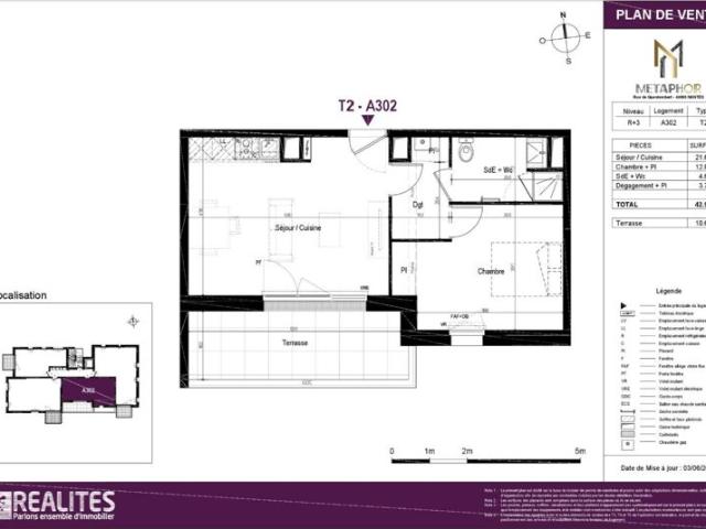 Appartement * 2 Pièces * 42 M² * 44300 Nantes * 550 * 52 * 602