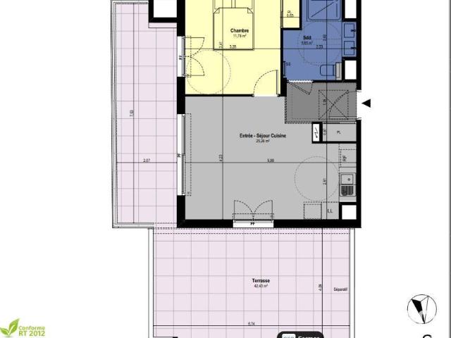 Appartement 2 pièces 42 m²