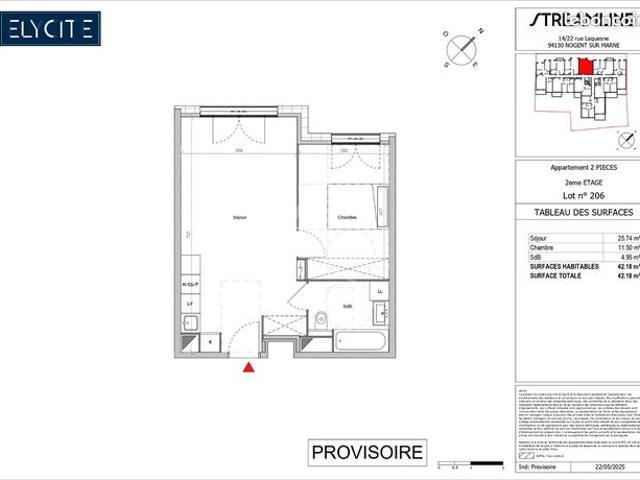 Appartement 2 pièces 42 m²