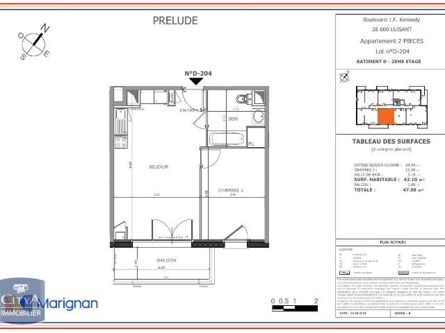 Appartement 2 pièces 42 m²