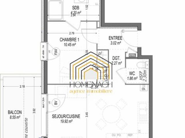 Appartement 2 pièces 42 m²