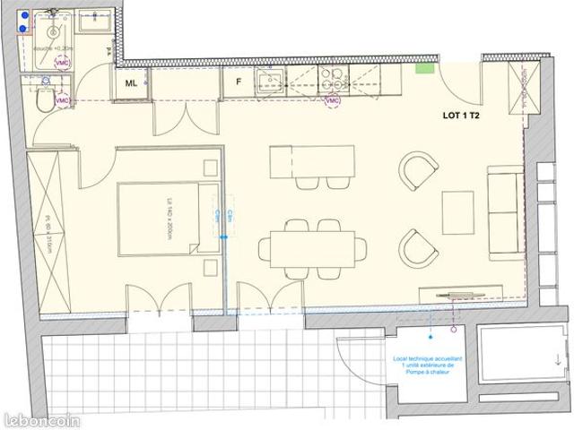 Appartement 2 pièces 47 m²