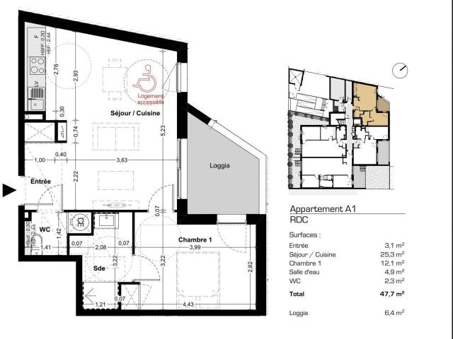 Appartement 2 pièces 47 m²
