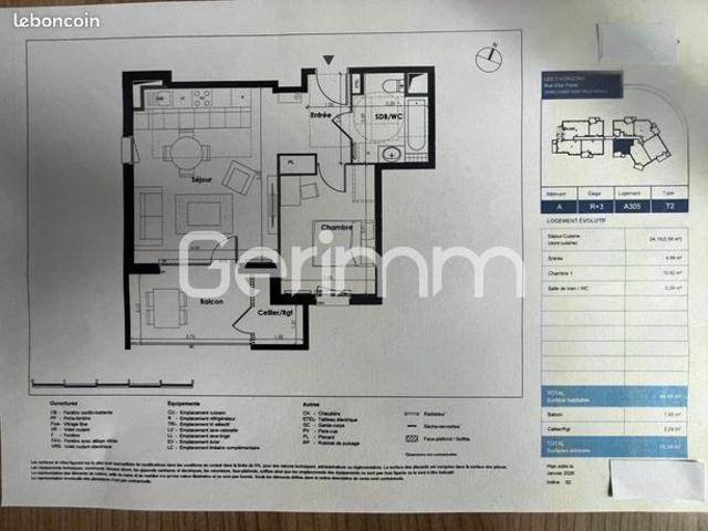 Appartement 2 pièces 44 m²