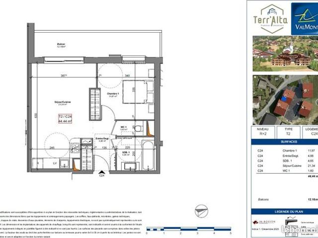 Appartement 2 pièces 44 m²