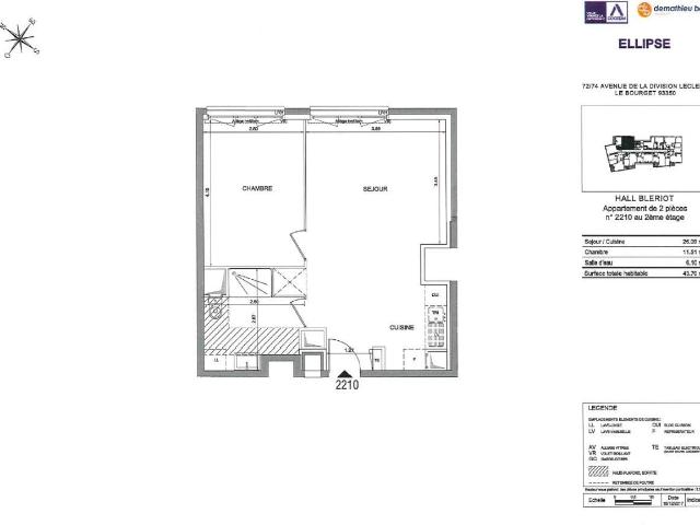 Appartement 2 pièces 44 m²