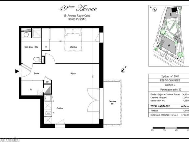 Appartement 2 pièces 44 m²
