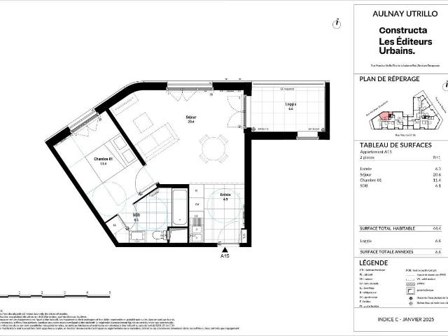 Appartement 2 pièces 44 m²