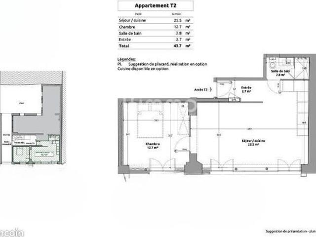 Appartement 2 pièces 44 m²
