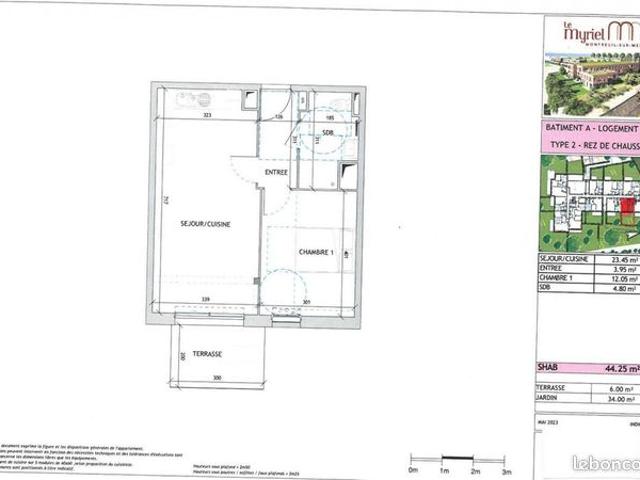 Appartement 2 pièces 44 m²