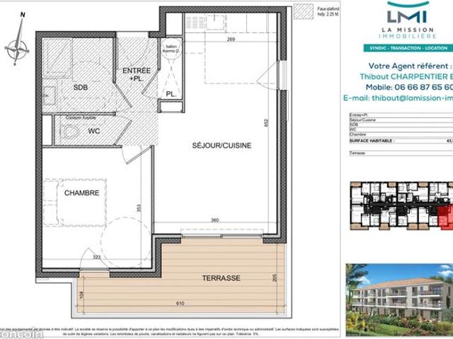 Appartement 2 pièces 44 m²