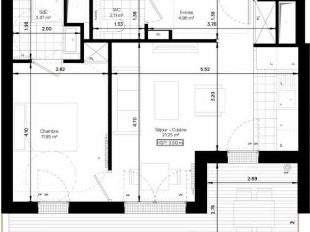 Appartement 2 pièces 44 m²