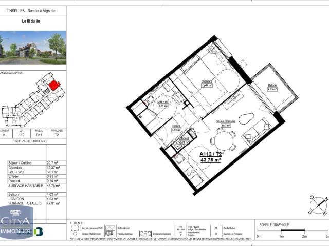 Appartement 2 pièces 44 m²