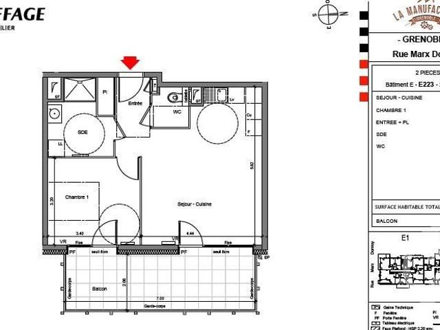 Appartement 2 pièces 45 m²