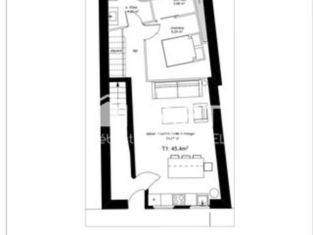 Appartement 2 pièces 45 m²