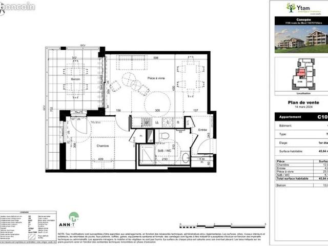 Appartement 2 pièces 45 m²
