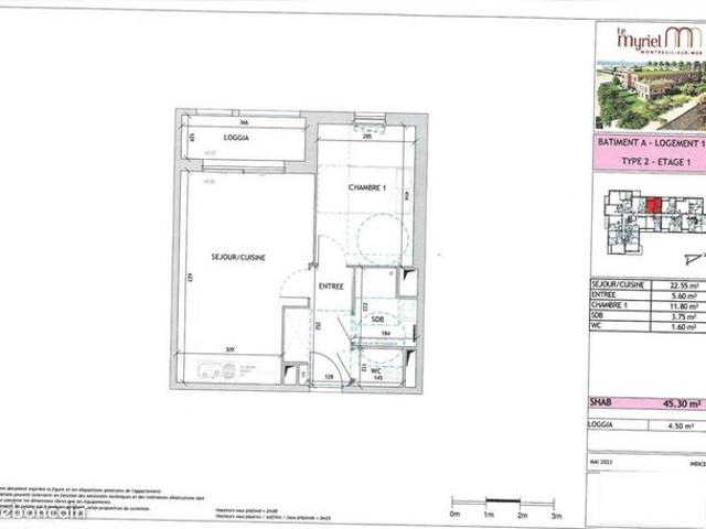 Appartement 2 pièces 45 m²