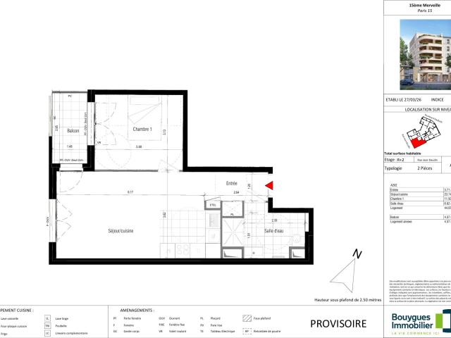 Appartement 2 pièces 45 m²