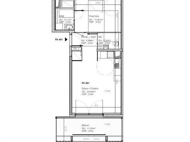 Appartement 2 pièces 45 m²