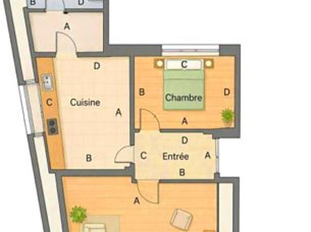 Appartement 2 pièces 45 m²