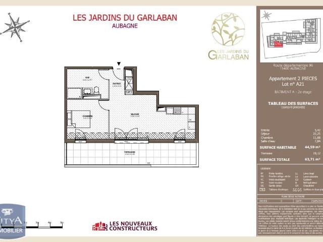 Appartement 2 pièces 45 m²