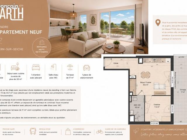 Appartement 2 pièces 45 m²