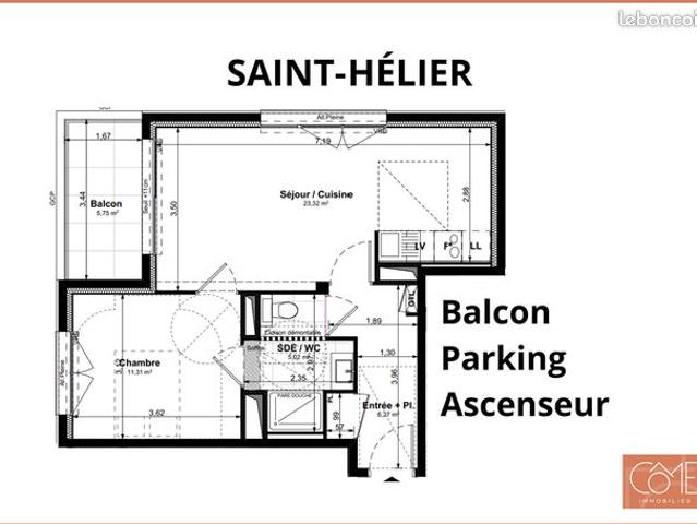 Appartement 2 pièces 46 m²
