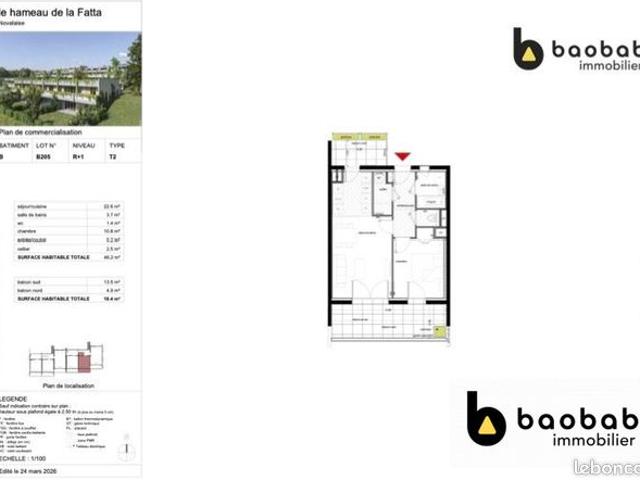 Appartement 2 pièces 46 m²
