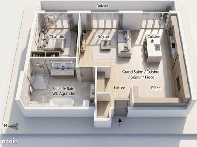 Appartement 2 pièces 46 m²