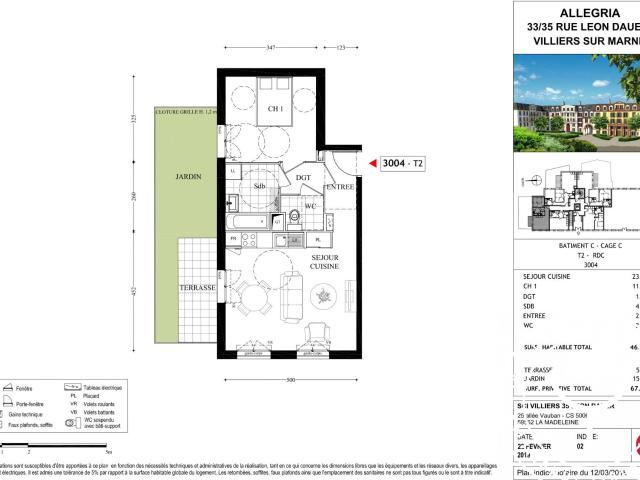 Appartement 2 pièces 46 m²