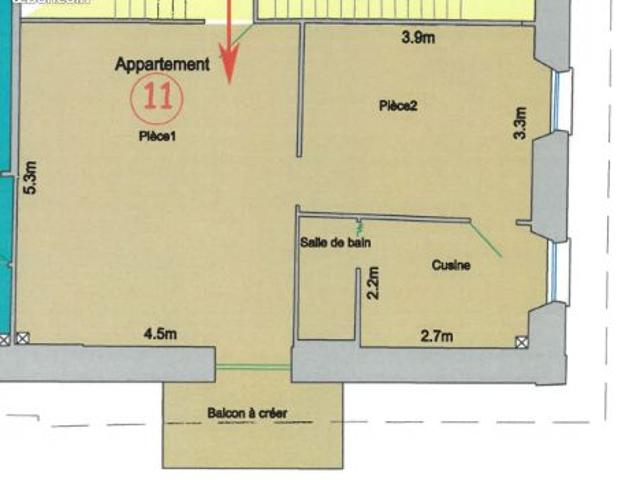 Appartement 2 pièces 46 m²