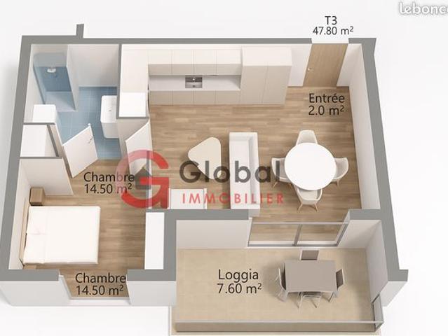 Appartement 2 pièces 48 m²