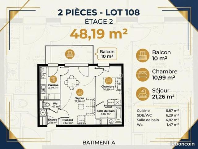 Appartement 2 pièces 48 m²