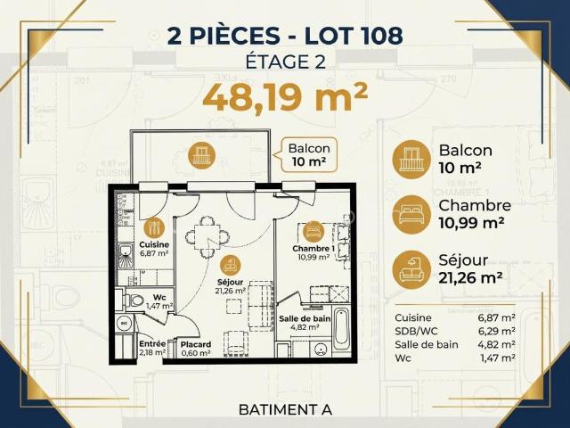 Appartement 2 pièces 48 m²