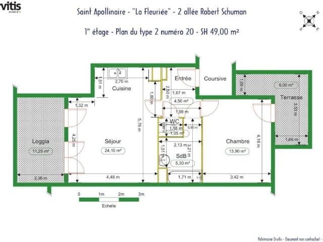 Appartement 2 pièces 49 m²