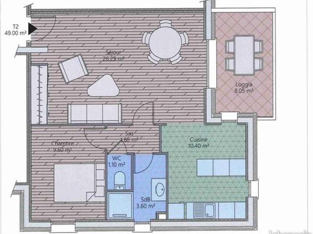 Appartement 2 pièces 49 m²