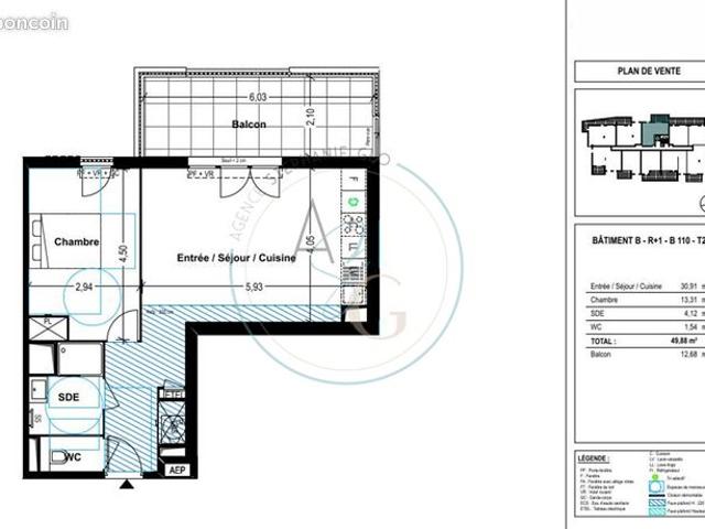 Appartement 2 pièces 50 m²