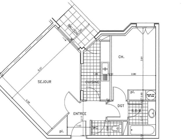 Appartement 2 pièces 51 m²